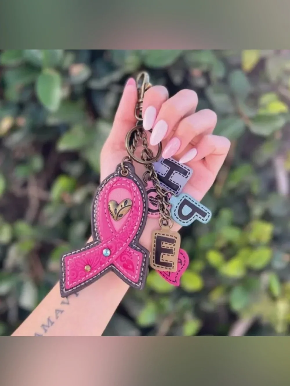 Chala Pink Ribbon Charming Charms Bag Charm/Keychain breast cancer awareness